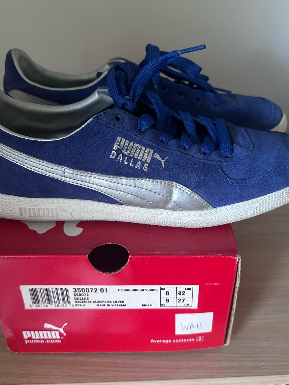 Puma Kids Blue Suede Dallas Sneakers with Silver Formstripe